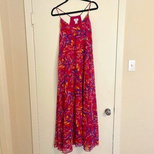 NICOLE MILLER NEW YORK Pink Fuchsia Watercolor Floral Print Maxi Dress Size XL